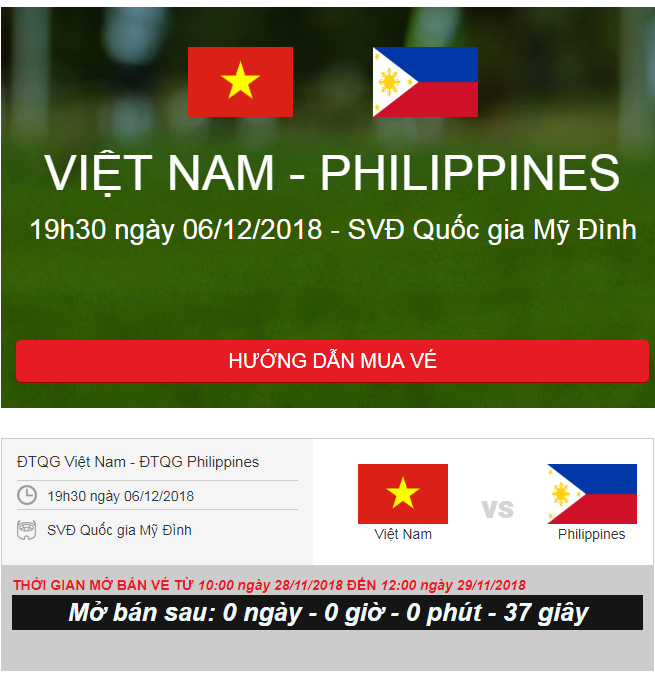 Trang web bán vé AFF Cup 2018 tê liệt, tất cả các mệnh giá đều thông báo đã bán hết hoặc chờ thanh toán - Ảnh 1.