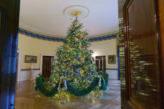 Bà Trump bị chỉ trích vì những cây thông Giáng sinh đỏ rực trong Nhà Trắng - Ảnh 3.