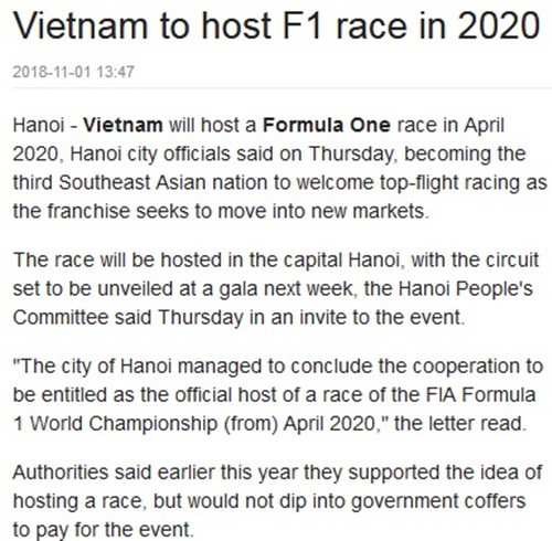 Việt Nam chính thức đăng cai tổ chức đua xe F1, vào tháng 4/2020 - Ảnh 3.