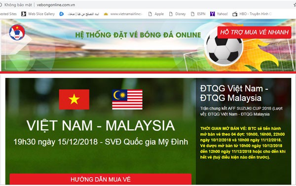 Cảnh báo: Xuất hiện website bán vé bóng đá giả mạo LĐBĐVN - Ảnh 2.