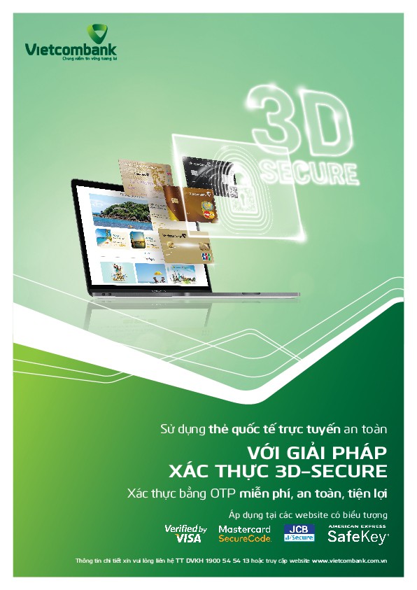Vietcombank triển khai tính năng bảo mật 3D Secure cho chủ thẻ quốc tế - Ảnh 1.