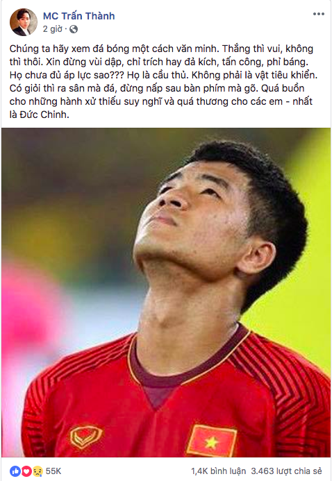 Trấn Thành nói gì về Đức Chinh giữa tâm điểm bị ném đá mà 1 giờ status đã được 50 ngàn like? - Ảnh 2. Trấn Thành nói gì về Đức Chinh giữa tâm điểm bị ném đá mà 1 giờ status đã được 50 ngàn like? - Ảnh 2.
