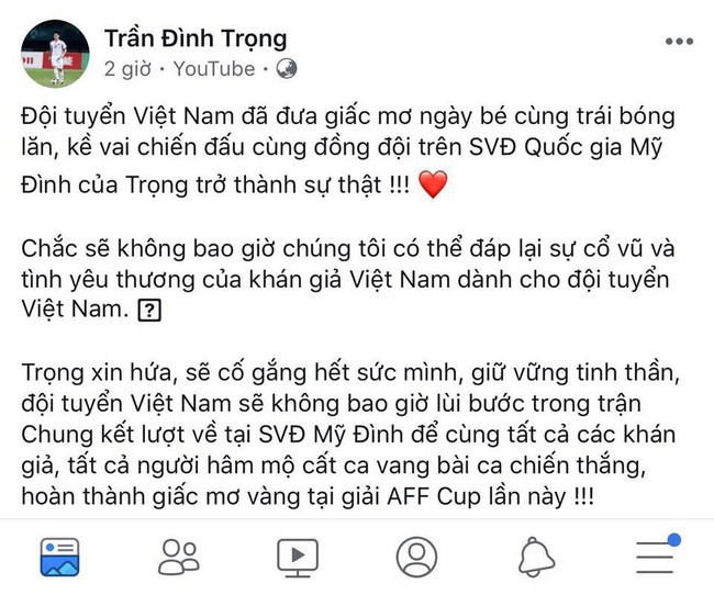 Đội trưởng Quế Ngọc Hải vừa đăng ảnh siêu dễ thương, chẳng liên quan đến trận chung kết mà fan vào thả tim rầm rầm - Ảnh 2.