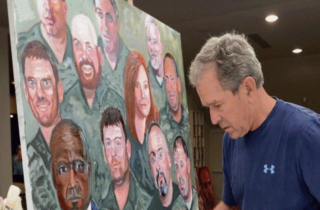 Cựu Tổng thống Bush con vĩnh biệt người cha bằng bức họa chân dung Bush cha - Ảnh 2.
