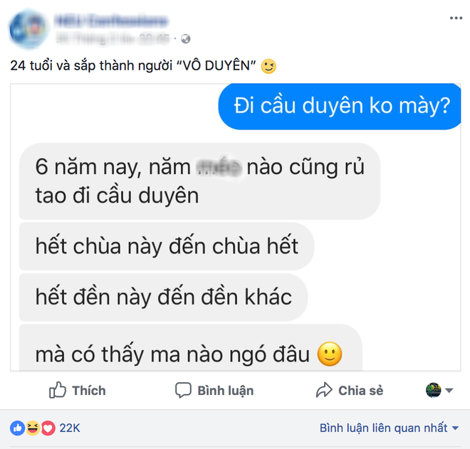 Cộng đồng F.A cảm thông sâu sắc với thanh niên 24 tuổi 6 năm liền đi cầu duyên mà vẫn ế trường tồn - Ảnh 1.