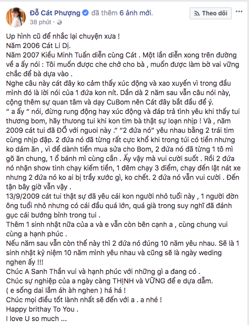 Cát Phượng chúc mừng sinh nhật Kiều Minh Tuấn kèm lời nhắn ngọt ngào: Nếu năm sau còn yêu thì mình sẽ cưới! - Ảnh 1.