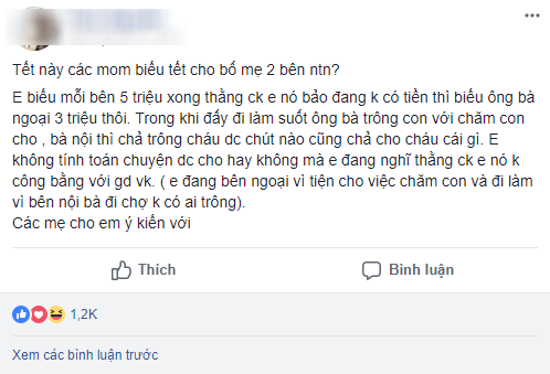 Cả năm nhờ ngoại chăm con, vợ biếu Tết nội ngoại đều 5 triệu, chồng liền kêu: Đưa ngoại nhiều quá - Ảnh 1.