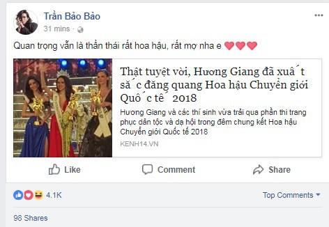 Sao Việt đồng loạt gửi lời chúc mừng Hương Giang đăng quang Hoa hậu Chuyển giới Quốc tế - Ảnh 6.