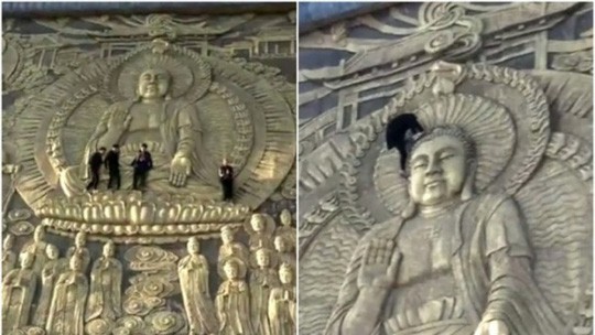 Nữ du khách bị “ném đá” vì ngồi vào lòng tượng Phật - Ảnh 3.