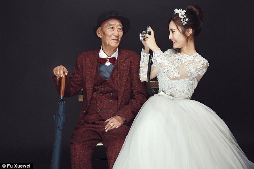 Bộ ảnh cưới của cô gái trẻ và cụ ông 87 tuổi khiến dân mạng xôn xao - Ảnh 1.