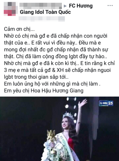 Hoa hậu Hương Giang sởn da gà đọc thư fan: Nhờ chị mà gia đình chấp nhận giới tính thật của em - Ảnh 2.