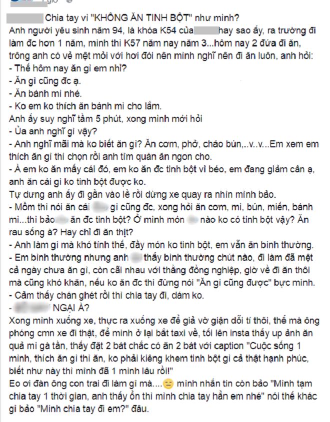 Dân mạng hả hê khi thấy cô gái ăn gì cũng được bị bạn trai đá vì không ăn được tinh bột - Ảnh 2.