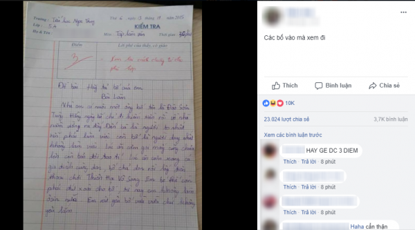 Bài văn tả ‘siêu thực’ về bố của học sinh lớp 5: ‘Từ nay em không làm osin cho bố nữa’ - Ảnh 1.