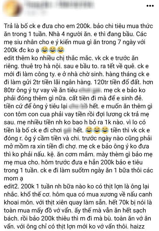 Nàng dâu than bố chồng đưa 200k để cả nhà 4 người ăn 1 tuần, bữa nào cũng phải có thịt, chị em gợi ý thực đơn hấp dẫn - Ảnh 1.