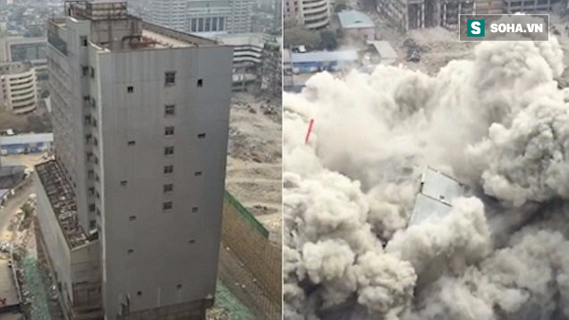 Cảnh tượng tòa nhà 15 tầng sụp đổ chỉ trong 10 giây ở Trung Quốc - Ảnh 1.