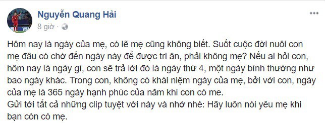 Sao U23 Việt Nam gây xúc động khi viết về mẹ ngày 8/3 - Ảnh 2.