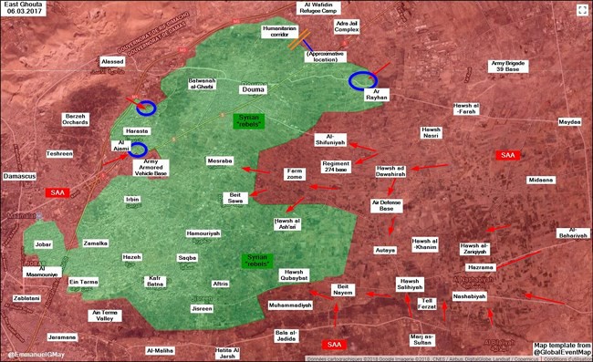 Quân đội Syria đột kích lá chắn thép của phiến quân tại sào huyệt Đông Ghouta - Ảnh 1.
