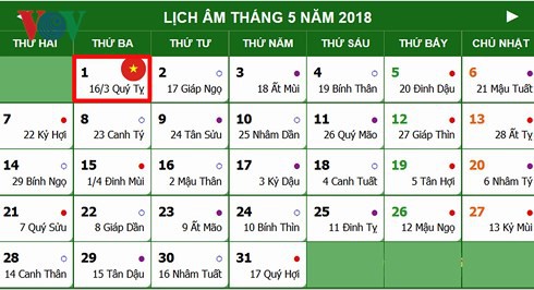 Lịch nghỉ chính thức Giỗ Tổ Hùng Vương, 30/4 và 01/5/2018 - Ảnh 1.