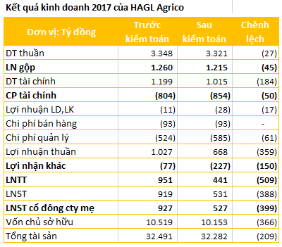  Lợi nhuận 2017 của Hoàng Anh Gia Lai và HAGL Agrico giảm đáng kể sau kiểm toán  - Ảnh 2.