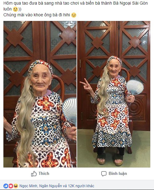 Hình ảnh bà ngoại thích mặc áo dài hot nhất trên mạng xã hội ngày hôm nay - Ảnh 1.