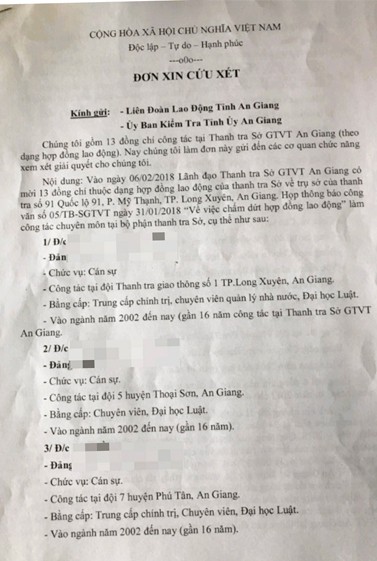 Hàng loạt cán bộ Sở GTVT An Giang đột ngột bị cắt hợp đồng lao động - Ảnh 1.