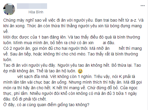  Khinh bạn trai đi ăn mà lại xin nilon gói đồ thừa mang về, cô gái trẻ bị mắng cho xấu hổ  - Ảnh 3.