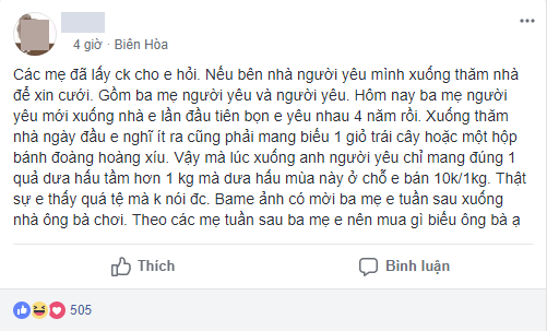  Cô gái phàn nàn vì nhà chồng tương lai đến ra mắt mua mỗi quả dưa hấu 10 nghìn, chị em khuyên mua túi kẹo cao su đáp lễ  - Ảnh 1.