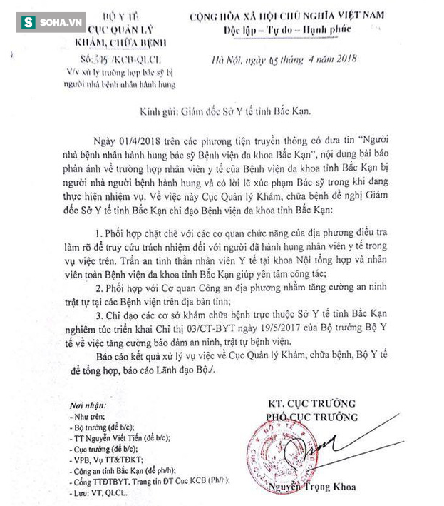 Bộ Y tế đề nghị điều tra, truy trách nhiệm người hành hung cán bộ y tế ở Bắc Kạn - Ảnh 1.