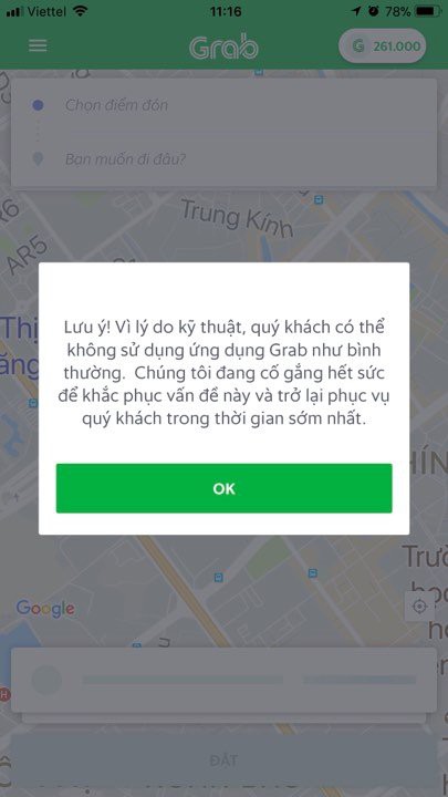 Grab tiếp tục bị lỗi, khách hàng không thể đặt xe  - Ảnh 1.