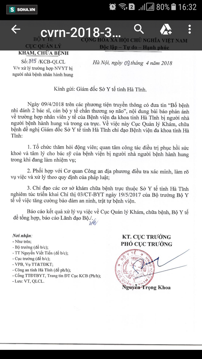 Bộ y tế chỉ đạo làm rõ vụ bác sĩ bị người nhà bệnh nhân hành hung ở Hà Tĩnh - Ảnh 1.