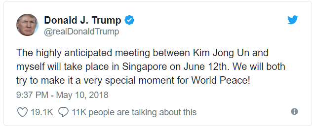 Ông Trump ấn định gặp nhà lãnh đạo Triều Tiên Kim Jong Un tại Singapore ngày 12/6 tới - Ảnh 1.