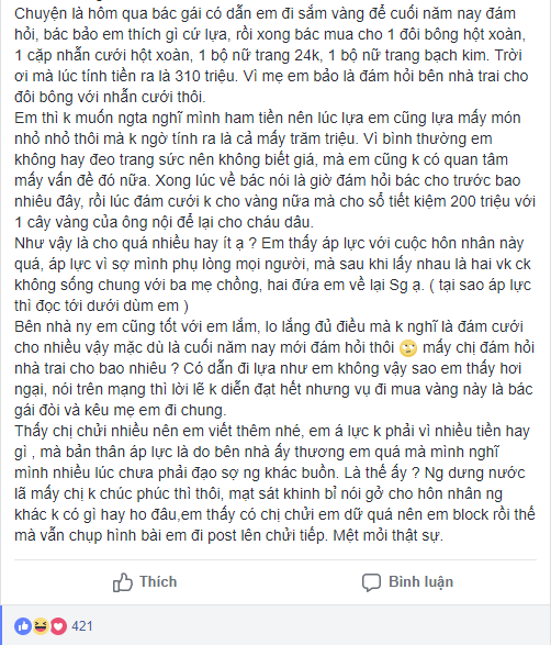 Trải lòng bối rối vì được mẹ chồng tương lai tặng tiền vàng trị giá 310 tiệu, nàng dâu trẻ còn bị mắng là khoe của  - Ảnh 1.