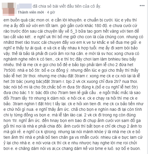 Cô gái kể chuyện mẹ chồng đòi chia tiền chụp ảnh cưới, nhà gái mua chăn ga và nhẫn… dân tình nhao nhao “vote bỏ” - Ảnh 1.