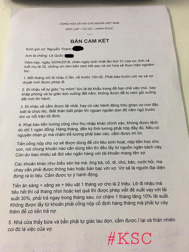 Bản cam kết chồng kí nhân sinh nhật tuổi 31 của vợ gây nhiều ý kiến trái chiều trên MXH - Ảnh 1.