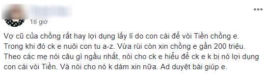  Vợ mới lên mạng tố vợ cũ vòi vĩnh chồng chu cấp 200 triệu để nuôi con, chị em tranh cãi nảy lửa  - Ảnh 1.