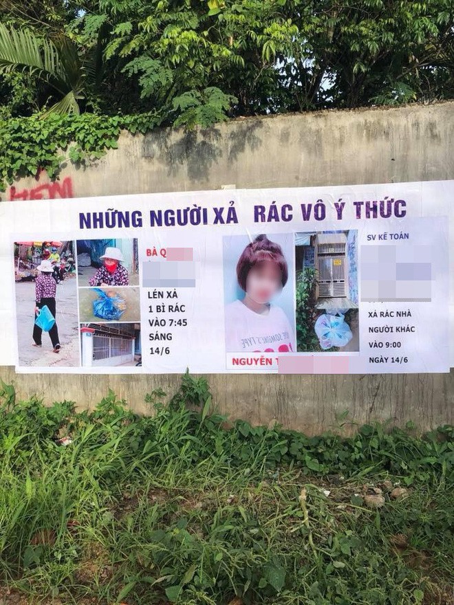 In băng rôn bêu tên và hình ảnh của những người được cho là đã xả rác vô ý thức gây tranh cãi trên mạng xã hội - Ảnh 1.