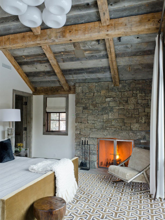  17 kiểu phòng ngủ với tường đá và gạch thô đáp ứng mọi sở thích của người chuộng phong cách này - Ảnh 10.