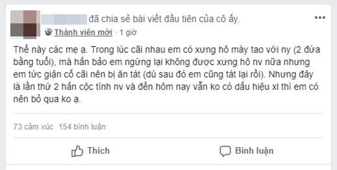  Cô gái bị người yêu tát vì xưng mày - tao, người khuyên bỏ vì vũ phu, kẻ bảo ăn tát là đúng  - Ảnh 1.