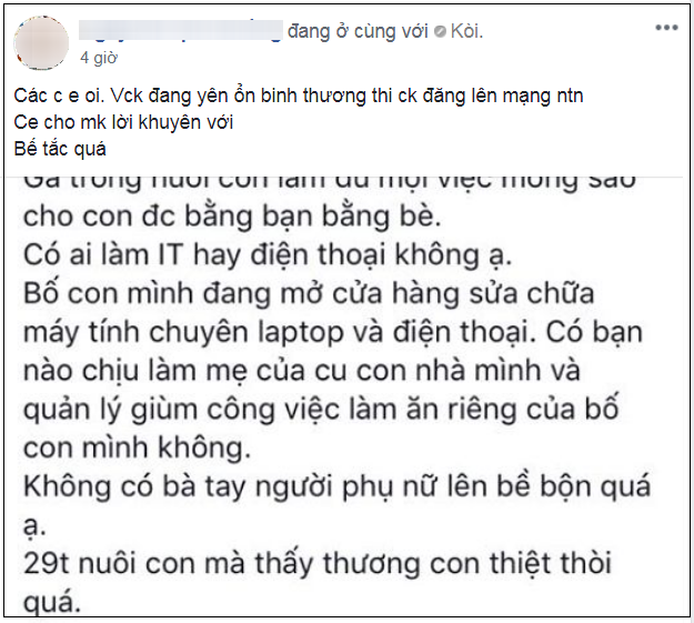 Gia đình đang hạnh phúc, vợ bỗng phát hiện chồng chụp ảnh hai bố con đăng lên mạng: Cần tìm mẹ cho con  - Ảnh 1.