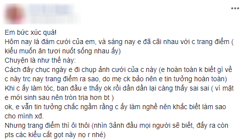 Cô dâu trẻ tuổi 20 nhắm mắt đưa mặt cho chuyên viên trang điểm, mở mắt ra bỗng hóa bà cô già U40 - Ảnh 1.