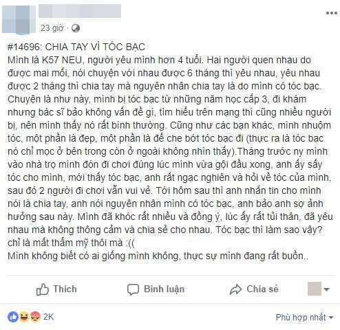 Cô gái bị người yêu đá “phũ” vì lý do chẳng ai ngờ: “Tại em có tóc bạc, anh sợ ảnh hưởng sau này”  - Ảnh 1.