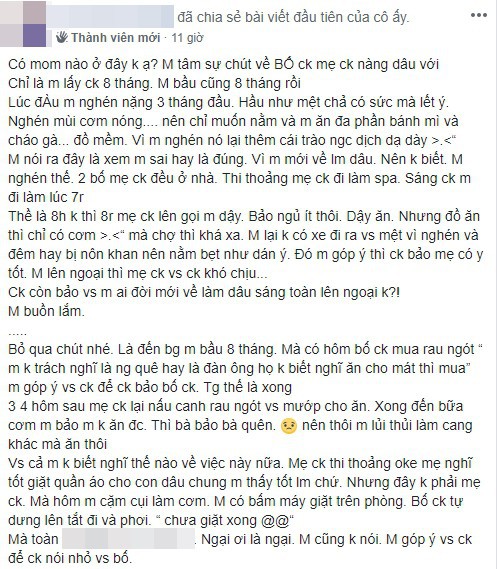 Được bố chồng giặt đồ hộ vẫn lên mạng kể khổ, cô gái bị chị em mắng: “Không biết về làm dâu hay làm bà hoàng”  - Ảnh 1.