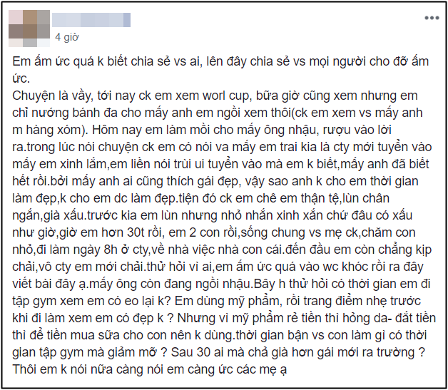 Vợ trẻ uất nghẹn khi chuẩn bị chu đáo cho chồng nhậu nhẹt cùng anh em, chồng rượu vào lời ra chê vợ thậm tệ - Ảnh 1.