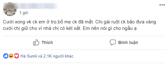 Vừa cưới xong chị chồng đòi giữ hộ vàng vì nhà chị có két sắt, em dâu nhờ tư vấn đáp lại thế nào cho ngầu? - Ảnh 2.