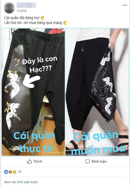 Đặt mua online quần in hình hạc trắng thanh tao, thanh niên nhận về chiếc quần in hình 1 đàn... bồ nông - Ảnh 1.