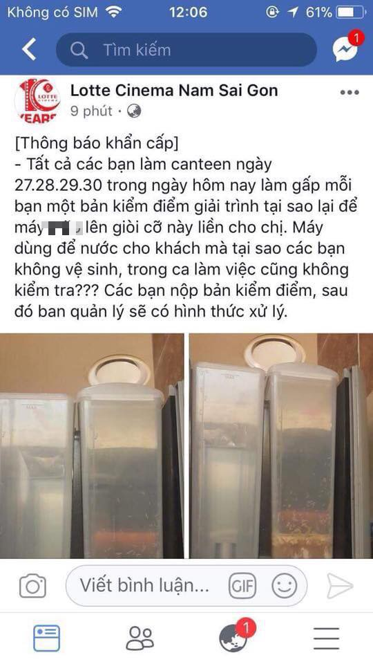 Đăng nhầm thông báo kiểm điểm nhân viên để máy bán sữa có giòi lên fanpage chính thức thay vì group kín, quản lý Lotte Cinema lên tiếng - Ảnh 1.