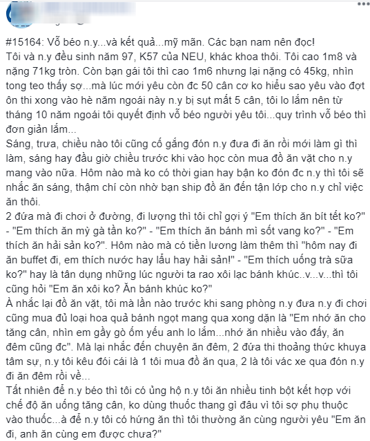 Gần 1 năm được người yêu vỗ béo cho xinh hơn, cô nàng vẫn eo dây, gầy đét trong khi chàng trai tăng vọt gần 90 ký - Ảnh 1.