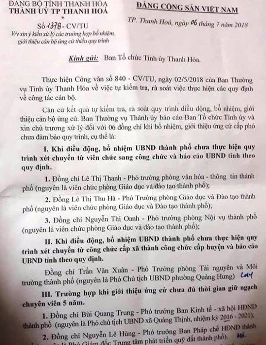 Đề xuất hủy quyết định bổ nhiệm sai 6 lãnh đạo TP Thanh Hóa - Ảnh 2.