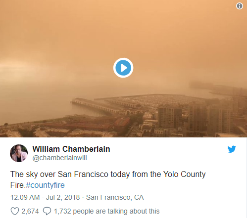 Mỹ: Bầu trời thành phố San Francisco biến thành màu da cam kỳ dị do cháy rừng - Ảnh 2.