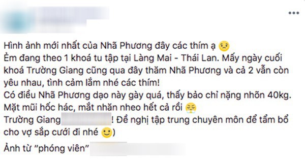 Bỏ vai Hậu duệ mặt trời, Nhã Phương sang Thái Lan tu, rò rỉ thông tin chưa chia tay Trường Giang - Ảnh 1.